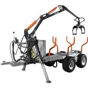 Remorque à bois avec grue, moteur 9 CV, 270 cc, pour VTT
